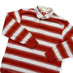 Vintage Old Navy Rugby Shirt Men's 2XL Red White Striped Long Sleeve Polo Casual